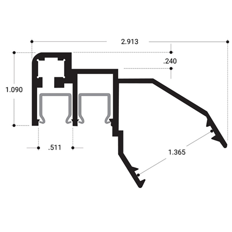 FHC Showcase Top Rail 144" Long Aluminum Extrusion - Brite Anodized *DISCONTINUED*