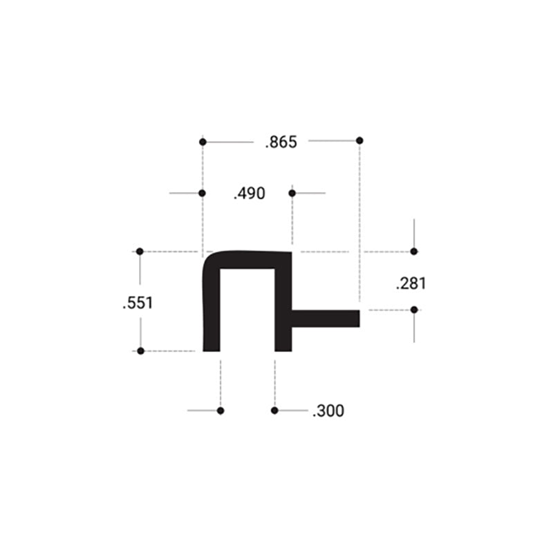 FHC Wood End Showcase Top Rail 144" Long Aluminum Extrusion *DICONTINUED*