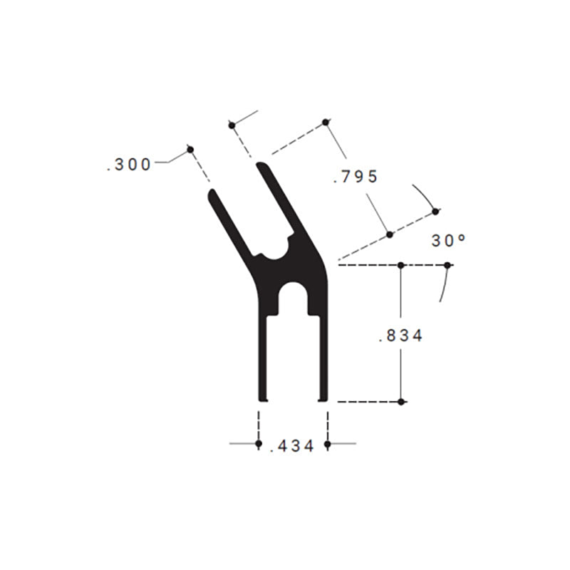FHC Slant "H" Shoe 144" Aluminum Extrusion - Satin Anodized