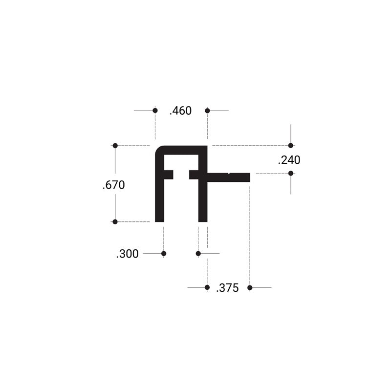 FHC Aluminum Front Top Rail Extrusion For Clover Showcase 144" Long