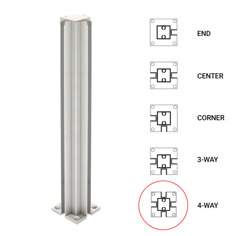 FHC 12" 4-Way Standard Partition Post
