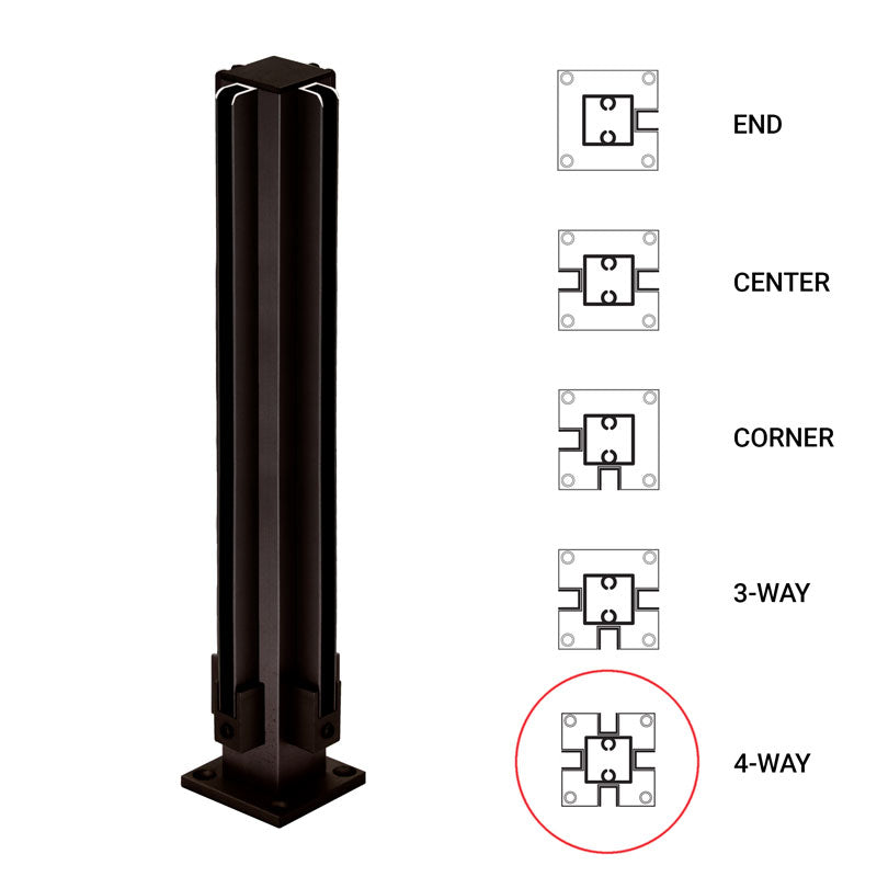 FHC 12" 4-Way 1" Air Space Partition Post