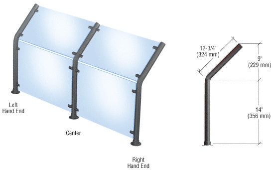 CRL Style 20 Slimline Series Fixed Glass On Slant and Front Only Sneeze Guard