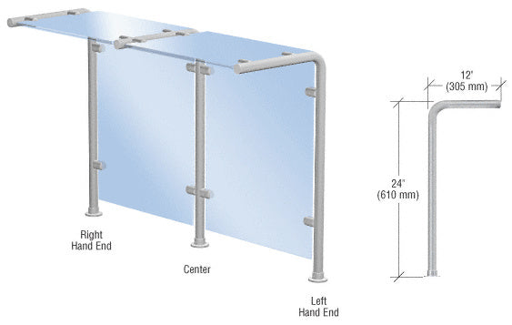 CRL Style 30 Slimline Series Fixed Glass On Top and Front Only Sneeze Guard