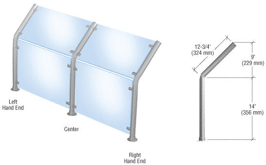 CRL Style 20 Slimline Series Fixed Glass On Slant and Front Only Sneeze Guard