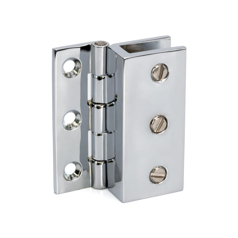 FHC Large Wall Mount Set Screw Hinges For 3/16" To 5/16" Glass - Chrome - 2pk