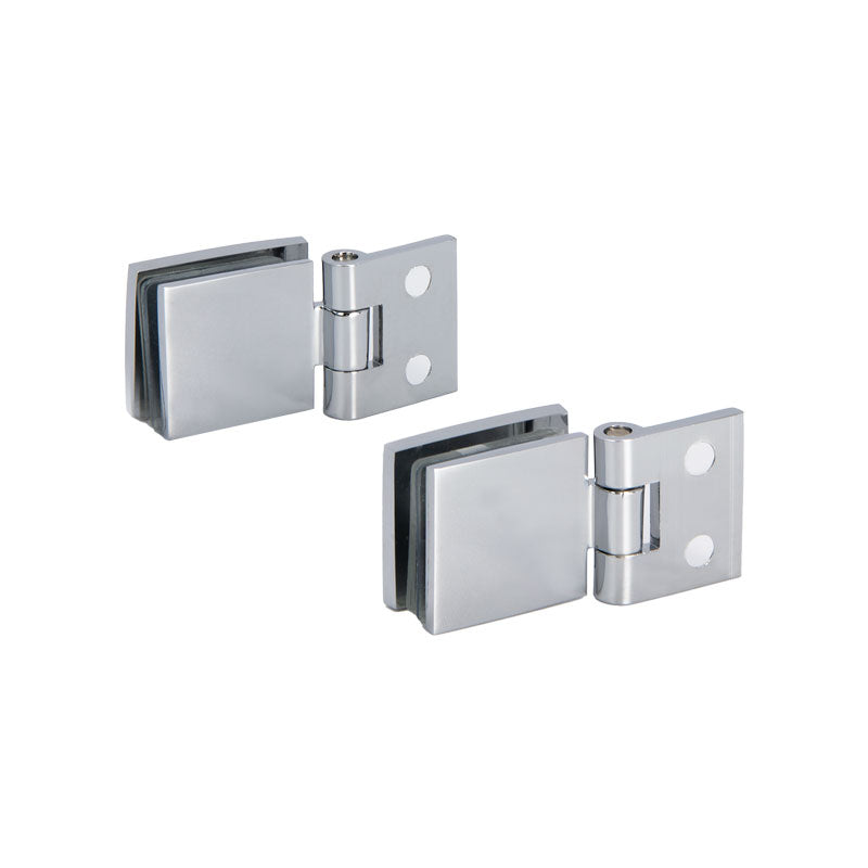 FHC Single Swing Wall-To-Glass Hinges For 1/4" To 5/16" Glass - Chrome - 2pk