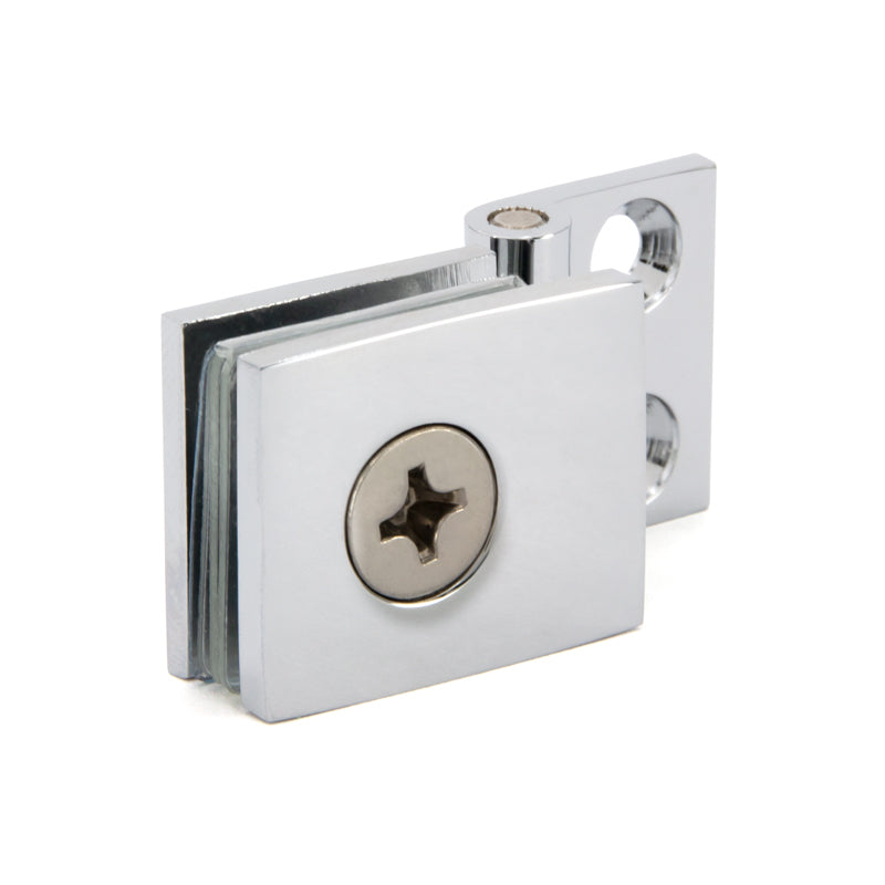 FHC Single Swing Wall-To-Glass Hinges For 1/4" To 5/16" Glass - Chrome - 2pk