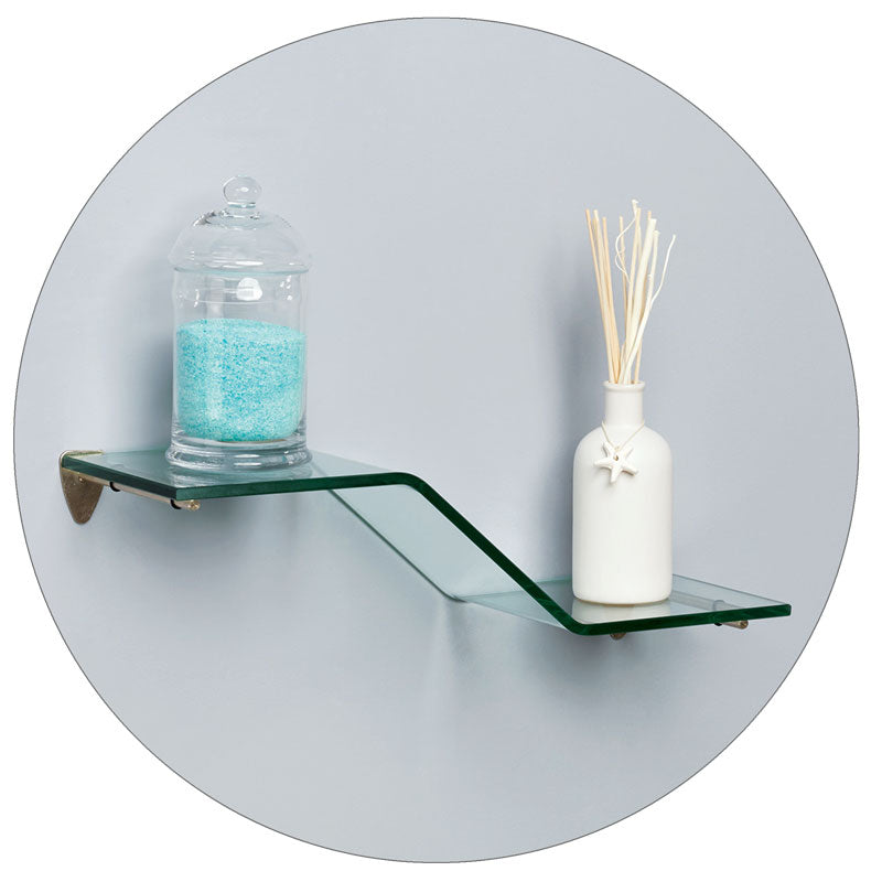 FHC 6" X 18" Wave Glass Shelf - Satin Nickel