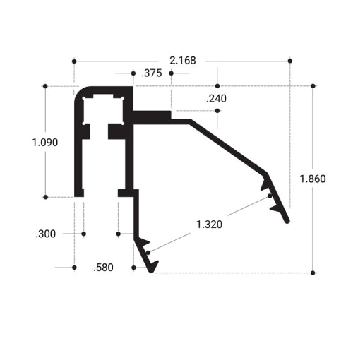 FHC Sliding Door Top Rail 144" Long Aluminum Extrusion - Brite Anodized *DISCONTINUED*