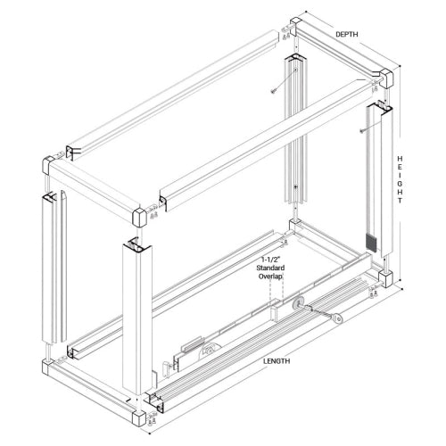FHC Newport Showcase 4030 Series 40"W Frame With X-250 Shield Only Attached - Satin Anodized