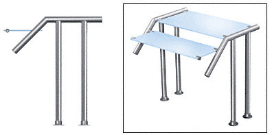 CRL Contemporary 306 Series 1-1/2" Tubing Glass On Top and Slant Only Moveable Glass Sneeze Guard
