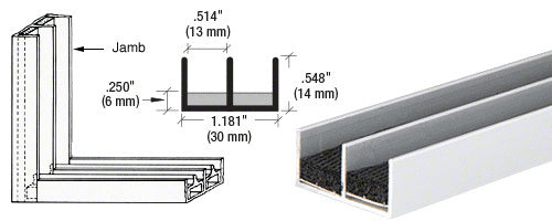 CRL Satin Anodized Aluminum Double Jamb with Sponge Rubber Lining