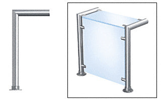 CRL Brushed Stainless Contemporary 205 Series 1-1/2" Tubing Glass On Top and Front Only Sneeze Guard