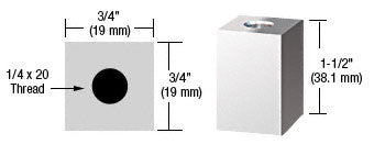 CRL 3/4" Square Standoff Base 1-1/2" Long
