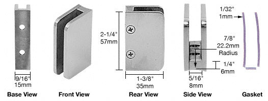 CRL 1/4" Top Radius Base Glass Clip