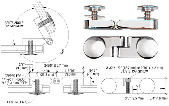 CRL Low Profile Cap Angle Panel Connector