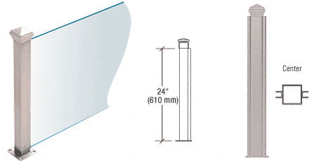 CRL Brushed Stainless 24" High 1-1/2" Square PP44 Plaza Series Counter/Partition Center Post