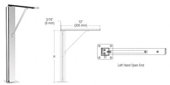 CRL Plaza Series Sneeze Guard Post with Top Shelf, 12", 18" or 24" Height