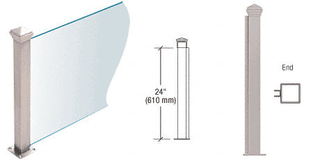 CRL Brushed Stainless 24" High 1-1/2" Square PP44 Plaza Series Counter/Partition End Post