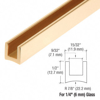 CRL Brass 1/4" Radiused Back Brass U-Channel