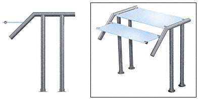 CRL Contemporary 306 Series 1-1/2" Tubing Glass On Top and Slant Only Moveable Glass Sneeze Guard