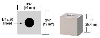 CRL 3/4" Square Standoff Base 1" Long