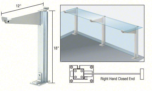 CRL 18" High Partition Post with 12" Deep Top Shelf Additional Image - 2