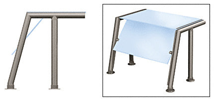 CRL Contemporary 303 Series 1-1/2" Tubing Glass On Top and Front Only Moveable Glass Sneeze Guard