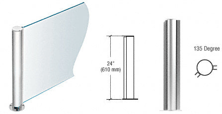 CRL Polished Stainless 24" Round PP08 Elegant Series Counter/Partition 135 Degree Post
