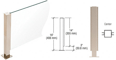 CRL 16" High 1-1/2" Square PP41 Plaza Series Counter/Partition Post With Air Space Additional Image - 4