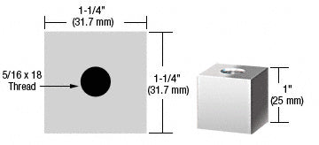 CRL 1-1/4" Square Standoff Base 1" in Length