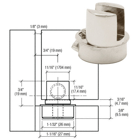 CRL Beretta Barrel Glass Door Hinge *DISCONTINUED*