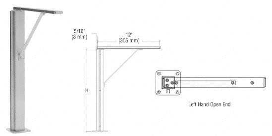 CRL Plaza Series Sneeze Guard Post with Top Shelf, 12", 18" or 24" Height