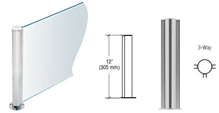 CRL 12" Round PP08 Elegant Series Counter/Partition 3-Way Post