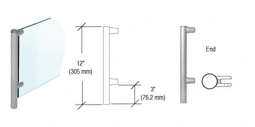 CRL Brushed Stainless 12" x 1" HB55 Slimline Series Round Partition End Post