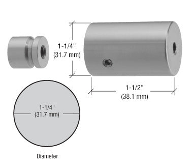 CRL 316 Brushed Stainless 1-1/4" Diameter 1-1/2" Stud Mounted Standoff Base