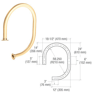 CRL 1-1/2" Counter Mount Service Rail