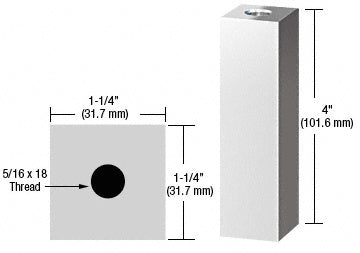 CRL 1-1/4" Square Standoff Base 4" in Length
