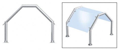 CRL Contemporary 213 Series 1-1/2" Tubing Glass On Top and Slants Only Sneeze Guard