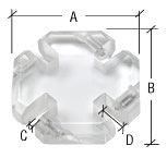 CRL Clear Acrylic -Way Heavy Glass Connector for 3/8" Glass *DISCONTINUED*