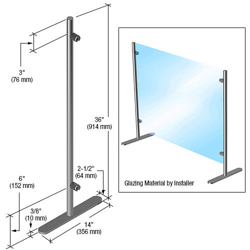 CRL Round Portable Partition End Post, 36” (914 mm) Height x 1” (25 mm) Diameter