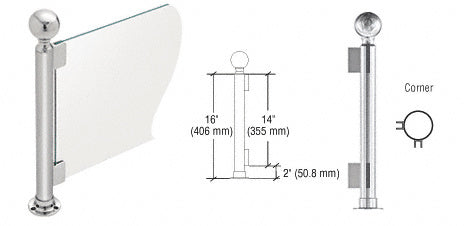 CRL 16" Round PP04 Elegant Series Counter/Partition Corner Post With Air Space *DISCONTINUED*