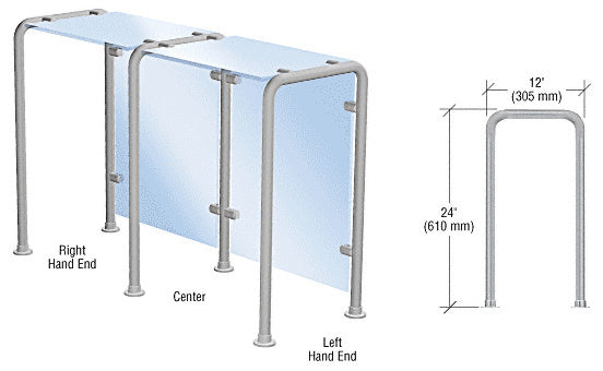 CRL Brushed Stainless Style 40 Slimline Series Fixed Glass On Top and Front Only Sneeze Guard- Center *DISCONTINUED*