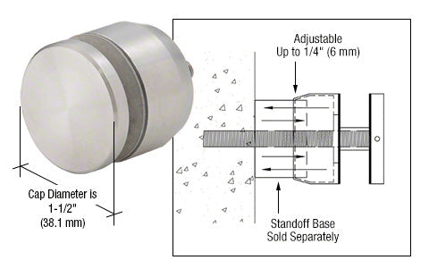 CRL Adjustable Height Standoff Cap for 1-1/4" Base