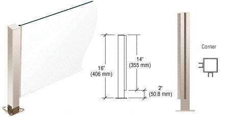 CRL 16" High 1-1/2" Square PP41 Plaza Series Counter/Partition Post With Air Space Additional Image - 1