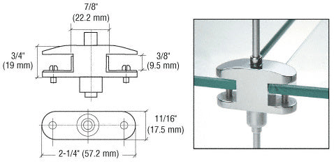 CRL Chrome Plated Two-Way Glass Support for Rod Display System *DISCONTINUED*