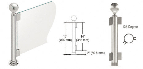 CRL 16" Round PP05 Elegant Series Counter/Partition 135 Degree Post with Air Space *DISCONTINUED*
