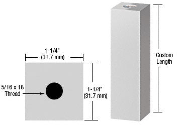 CRL 1-1/4" Square Standoff Base Custom Length