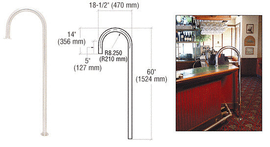 CRL 1-1/2" Floor Mount Service Rail